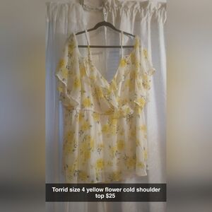 Torrid White and Yellow Floral Blouse